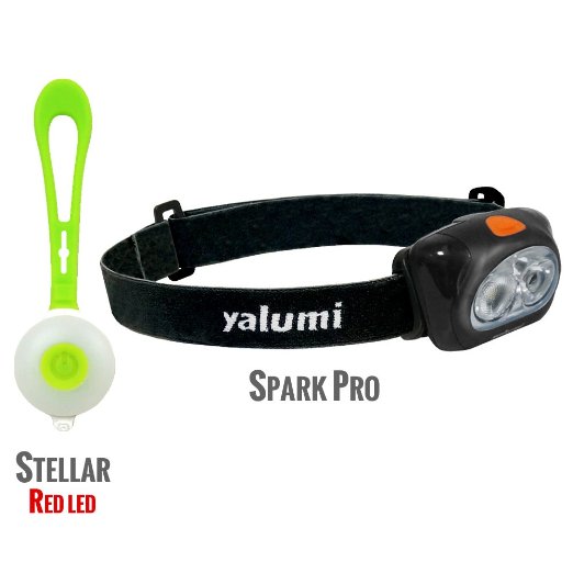 yalumi professional LED Headlamp 120-lumen Floodlight/Spotlight White Light/Red Night Vision, Electronics Wide/Narrow Angle Switching, Plus yalumi Stellar Safety Light Combination