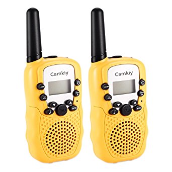 Camkiy 2Pcs Mini Walkie Talkie 3-5KM Range 22-Channel FRS/GMRS UHF 2 Way Radios Walkie-Talkie for Kids(Yellow) ­