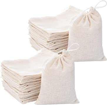 Tatuo 200 Pack Cotton Muslin Bags Burlap Bags Sachet Bag Multipurpose Drawstring Bags for Tea Jewelry Wedding Party Favors Storage (3 x 4 Inches)