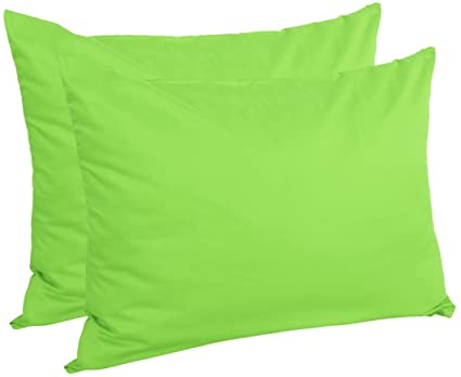 uxcell Zippered Standard Pillow Cases Pillowcases Covers Protectors, Egyptian Cotton 300 Thread Count, Pack of 2, Green Standard (20" x 26")