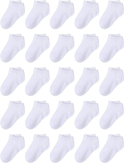 Cooraby 25 Pairs Kids' Low Cut Socks Half Cushion Sport Ankle Athletic Socks