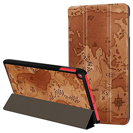 Huasiru Painting Case for Fire HD 8 Tablet (7th/8th Gen, 2017/2018 Released) - Tri-fold Cover with Auto Sleep/Wake, Map