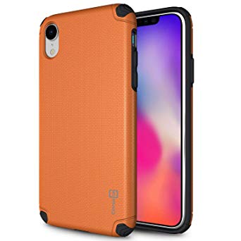 CoverON Bios Series iPhone XR Case, Minimalist Slim Fit Protective Hard Phone Cover for iPhone XR 6.1” - Orange on Black