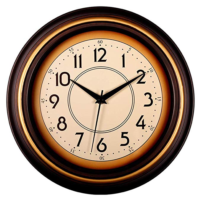 Bekith 12 inch Classic Clock Non Ticking Silent Wall Clock Decorative Quartz Battery Operated - Modern Style Wall Clocks for Living Room, Kitchen, Bedroom