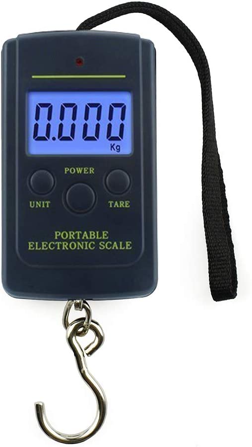 Mini Digital Fish Scale, Electronic Portable Spring Hanging Scale for Kitchen Luggage Postal Balance Weight, 88lb/0.02lb (40kg/10g)