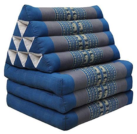 Foldout Triangle Thai Cushion Three Fold Jumbo Size, Blue