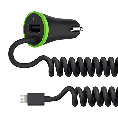 VINTRONS Car Charger, with Fixed Spring Line Cable For iPhone 6, 6S, iPhone 5, 5S, iPhone 4, 4S, iPad, with 1 USB Port,