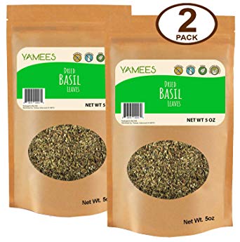 Yamees Basil – Basil Leaves – Dried Basil - Basil Bulk - Bulk Spices - 2 Pack of 5 Ounce Bags