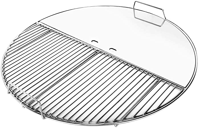 Skyflame Stainless Steel Modular Grill Grate with Half Round Searing Grate & Half Round Griddle Plate Fit for 22" to 22.5" Weber Dancook Kettle Style Grills, Outdoor BBQ Grill Accessories