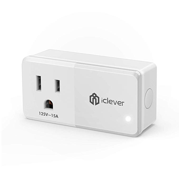 iClever [15A Smart Plug] Wi-Fi Mini Smart Switch, Wifi Timer Outlet, Remote Control Christmas Decoration Lights, Compatible with Alexa, Google Assistant and IFTTT, Only Support 2.4GHz Wi-Fi (1 pack)