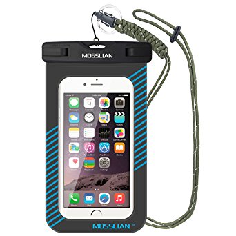 MOSSLIAN Waterproof Case, Waterproof Case Pouch for iPhone 6s, iPhone 6s Plus, SE, iPhone 6/5/4, Samsung Gaxaly Note 5/4/3/2, S6 Edge, S6, S5, S4, HTC, LG, Huawei and other upto 6 Inch. (Blue)