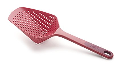 Joseph Joseph Updated Scoop Strainer/Colander/Slotted Spoon, Large, Red