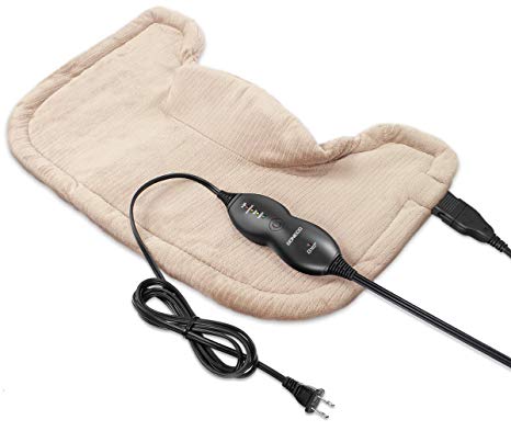 DONECO Neck & Shoulder Heating Pad with Fast-Heating Technology, Magnetic Closure & 4 Temperature Settings- Machine Washable Microplush