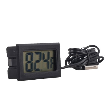 Qooltek Digital Thermometer digital thermostat oven thermometer Thermostat thermometer with Probe Vehicle Fish Tank Aquarium Refrigerator Embedded (Black)