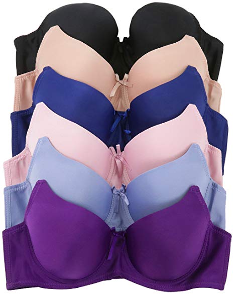 ToBeInStyle Women's Pack of 6 3 Hook Closure & Wide Strap Bras