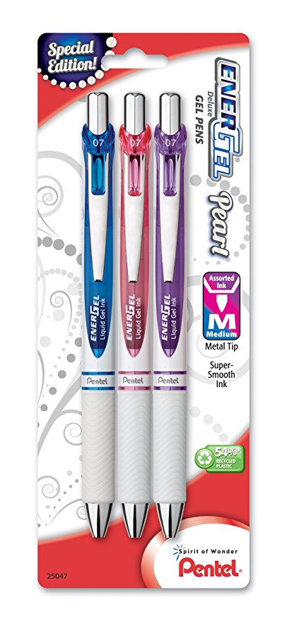 Pentel EnerGel Pearl Deluxe RTX Retractable Liquid Gel Pen, 0.7mm, (BL77WBP3M1)