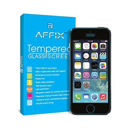 Affix Premium Tempered Glass for Apple iPhone 5 / Apple iPhone 5S /Apple iPhone SE with installation Kit