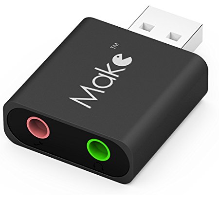 MAKETECH Aluminum USB External Sound Card Audio Adapter for Windows and Mac. Plug and Play
