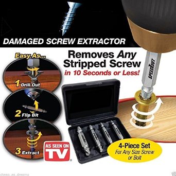 JTENG Speed Out 4 Piece Screw Extractor Drill Bits Guide Set for Removal of Broken or Damaged Screws