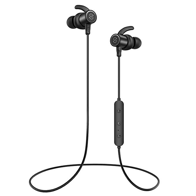 SoundPEATS Bluetooth Earphones, Wireless 4.1 Magnetic Earphones, in-Ear IPX6 Sweatproof Headphones with Mic (Superior Sound with Upgraded Drivers, APTX, 8 Hours Working Time, Secure Fit Design)