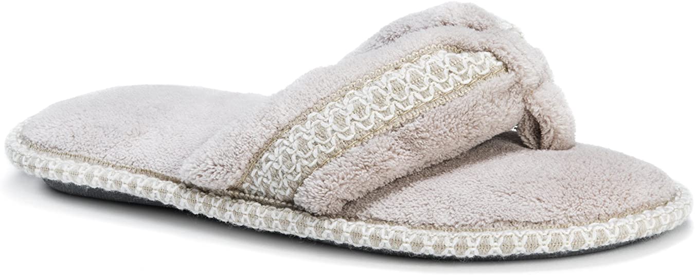 MUK LUKS Womens Darlene Micro Chenille Thong Slippers