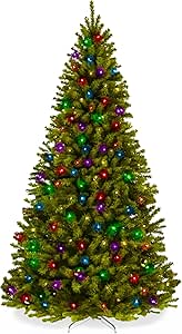 Best Choice Products Prelit Artificial Christmas Tree, 7.5ft Premium Lighted Realistic Spruce Holiday Décor w/Multicolor LED Lights, Easy Assembly