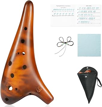 Ocarina Instrument with Song Book: Ohuhu Ceramic Zelda Ocarina with a Neck-Strap Cord, FDA Tested 12 Hole Alto C Zelda Ocarinas Play By Link Triforce, Gifts for Zelda Fans with Protective Bag