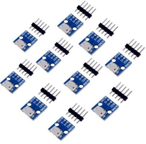 DIYmall Micro USB Interface Power Adapter Board 5V Breakout Module with Male Pin Header(Pack of 10pcs)