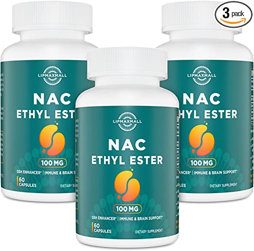 N-Acetyl Cysteine Ethyl Ester 100mg - More Bioavailability Than 1000mg NAC - with Glycine 600mg - Boost Glutathione - Immune System & Antioxidant Support for Adults , NACET ( 60 Capsules - 3 Pack)