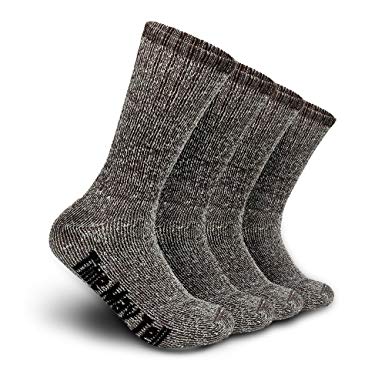 2 Pairs Wool Thermal Thick Hiking Crew Winter Athletic Socks for Men&Women