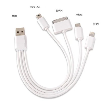 Gembonics® High Quality 4 in 1 Multi USB Adapter Charging Cable Connector - Apple Lightning And Micro USB for Apple iPhone 6, 6 Plus, 5 / 5S / 5C, , iPad Air, iPads, Apple and Android Devices - Works with almost 98% of Smartphones