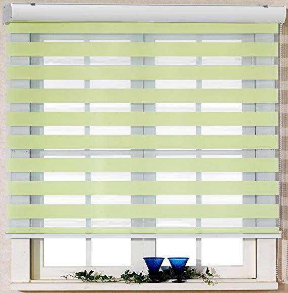 Foiresoft Custom Cut to Size, [Winsharp Basic, Light_Green, W 35 x H 64 inch] Zebra Roller Blinds, Dual Layer Shades, Sheer or Privacy Light Control, Day and Night Window Drapes, 20 to 103 inch Wide