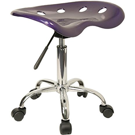 Flash Furniture LF-214A-VIOLET-GG Vibrant Violet Tractor Seat and Chrome Stool