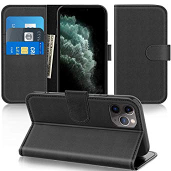 Supveco iPhone 11 Pro 5.8 Inch Wallet Case with Credit Card Holder, Premium PU Leather with RFID Blocking, Shockproof with Kickstand, Flip Magnetic Cover Case for Apple iPhone 11 Pro (Black)