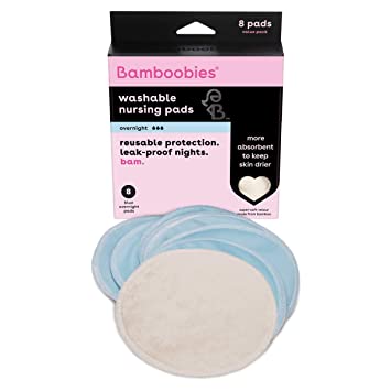Bamboobies Washable Leak-Proof Nursing Pads for Breastfeeding, Ultra Absorbent, Pair of 4/8 Pads