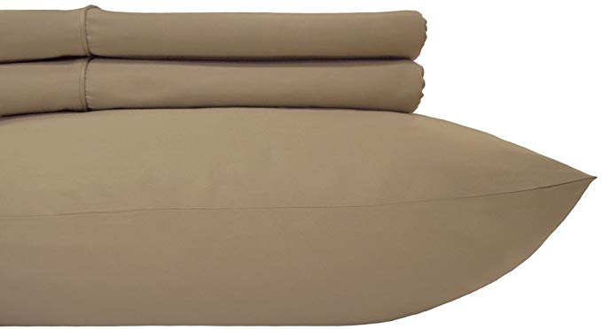 Royal's Solid Brown 800 Thread Count 4pc Queen Bed Sheet Set 100% Cotton, Sateen Solid, Deep Pocket