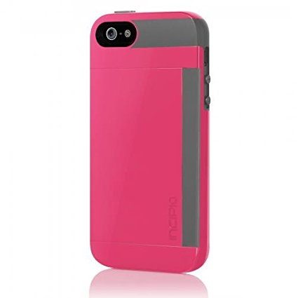 Incipio Stowaway Wallet Credit Card Hard Protective Case for iPhone 5 5S SE Cover-Pink/Gray