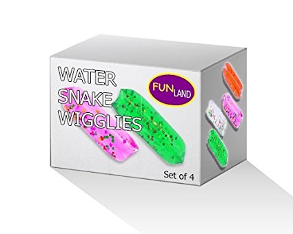 Water Snake Water Wigglies, with Colorful Beads Set of 4