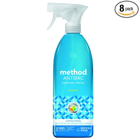 Method Naturally Derived Antibacterial Bathroom Cleaner Spray, Spearmint, 28 Ounce (Pack of 8)