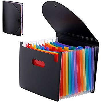 A4 Expanding Files Folders with 12 Pockets, Letter Size Portable Accordion Expandable File organizer, Flap and Cord Closure, Briefcase Business