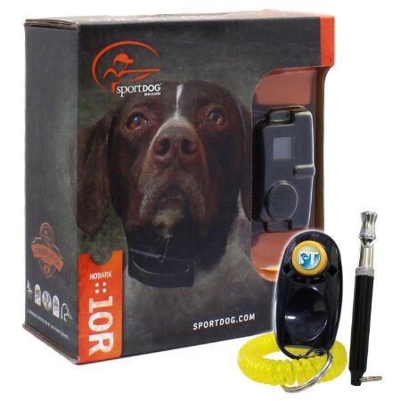 Bundle of 2 items - SportDog NoBark SBC 10R Rechargeable Waterproof Bark Control Collar with PetsTEK Dog Training Clicker and Dog Whistle Training Kit