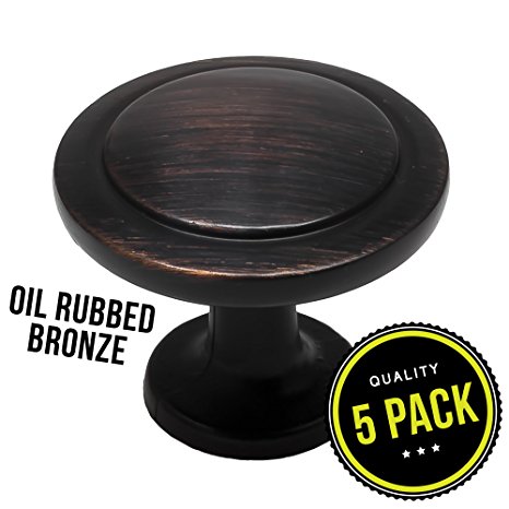 5pk Oil Rubbed Bronze Cabinet Hardware Round Knob - 1-1/4" Diameter (5pk Oil Rubbed Bronze)
