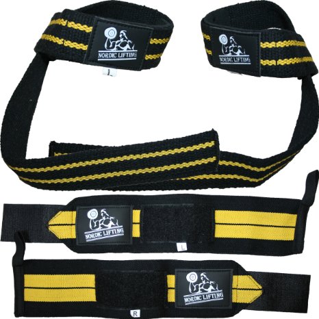 Wrist Wraps  Lifting Straps Bundle 2 Pairs for WeightliftingCrossfitWorkoutGymPowerliftingBodybuilding - Better Than Chalk and Leather - Support For Women and Men - Premium Quality Equipment and Accessories - Use Gloves Hooks Wraps and Straps to Avoid Injury During Weight Lifting - 1 Year Warranty