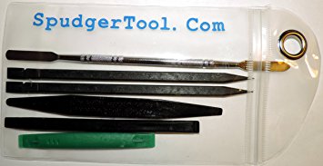 6 Professional Non-mar Mini Pry Bar Spudger Tools in Handy Storage Case Including Precision Metal Dental Style Pick
