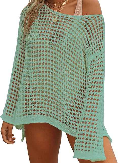 Bsubseach Crochet Cover Ups for Women Sexy Hollow Out Swim Cover Up Knit Summer Outfits