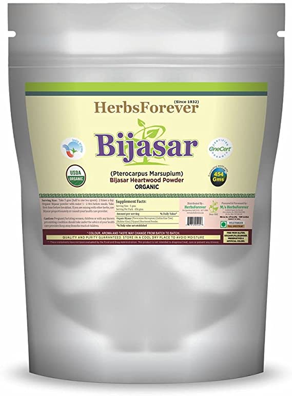 HerbsForever Bijasar Powder (Pterocarpus Marsupium) (Ayurvedic Formulation) (Ayurvedic Herbs from Natural Habitat) 16 Oz, 454 Gm, 2X (Optimum Potency)