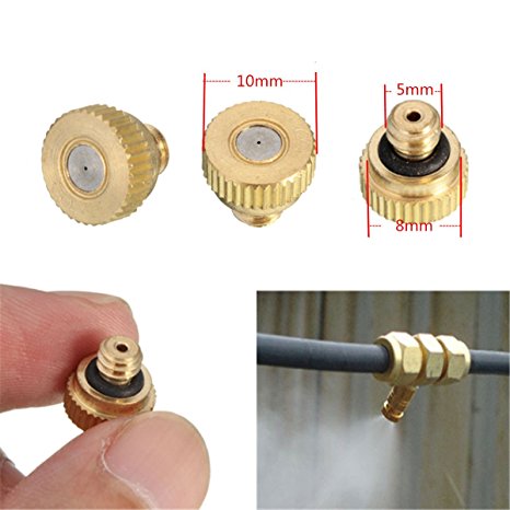 Farmunion 20pcs Brass Misting Nozzles for Cooling System 0.012" (0.3 mm) 10/24 UNC Garden