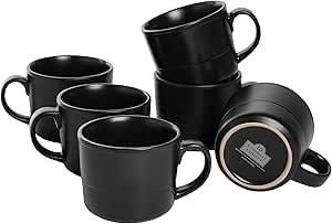 Double Line 3.75"/12 oz Mug, Set of 6, Matte Black