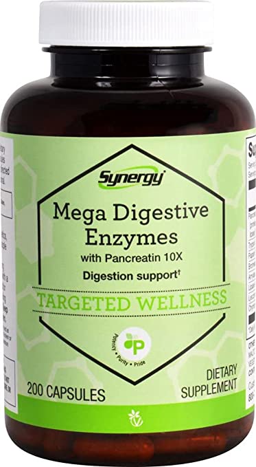 Vitacost Synergy Mega Digestive Enzymes with Pancreatin 10X -- 200 Capsules