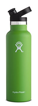 Hydro Flask 21 oz Vacuum Insulated Stainless Steel Water Bottle, Standard Mouth w/Sport Cap